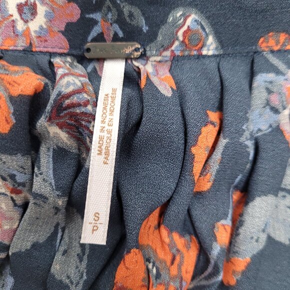 Free People Pebble Crepe So Fine Smocked Tunic Size S Floral Print Boho - Picture 5 of 7